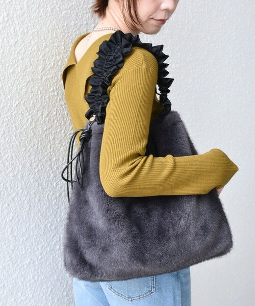 SHIPS / シップス トートバッグ | 《予約》フリルハンドル ファー トートバッグ◆ | 詳細10