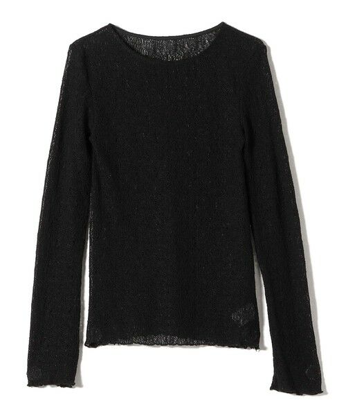SHIPS / シップス カットソー（半袖以外） | SHIPS Colors:〈手洗い可能〉レース ボート ネック トップス（ブラック）