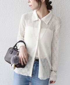 SHIPS / シップス カットソー（半袖以外） | 〈手洗い可能〉レース シャツ