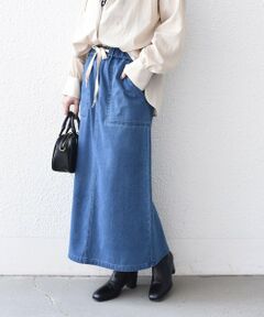SHIPS / シップス デニムスカート | 《予約》〈洗濯機可能〉裏起毛 カットデニム タイトスカート◆