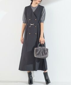 SHIPS / シップス ロング・マキシ丈ワンピース | 《予約》SHIPS Colors:〈手洗い可能〉サイドプリーツ ノーカラー ワンピース◆