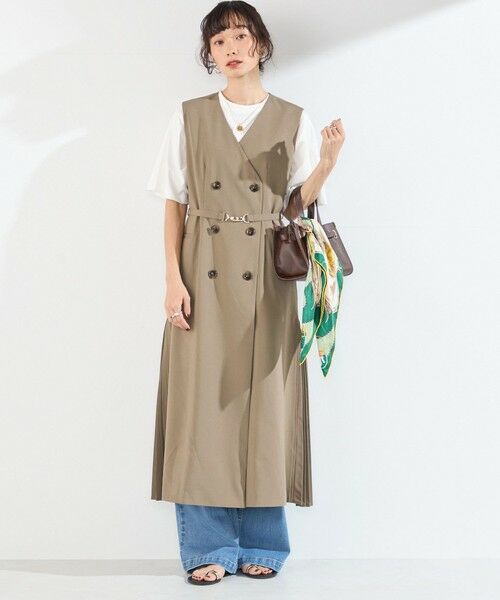 SHIPS / シップス ロング・マキシ丈ワンピース | 《予約》SHIPS Colors:〈手洗い可能〉サイドプリーツ ノーカラー ワンピース◆ | 詳細25