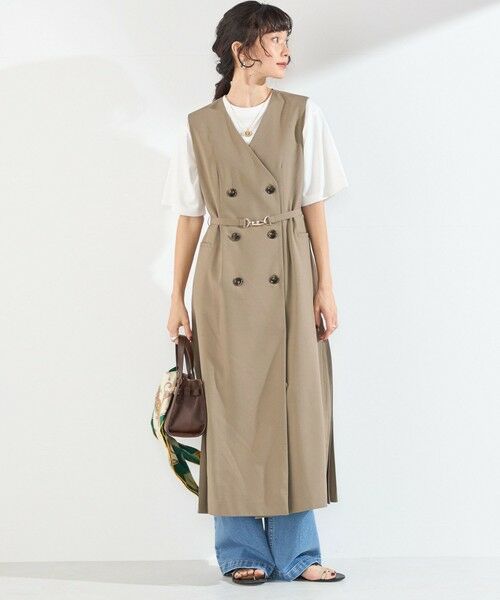 SHIPS / シップス ロング・マキシ丈ワンピース | 《予約》SHIPS Colors:〈手洗い可能〉サイドプリーツ ノーカラー ワンピース◆ | 詳細28