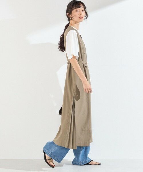 SHIPS / シップス ロング・マキシ丈ワンピース | 《予約》SHIPS Colors:〈手洗い可能〉サイドプリーツ ノーカラー ワンピース◆ | 詳細30