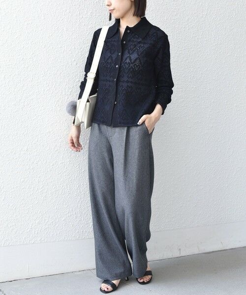 SHIPS / シップス カーディガン・ボレロ | 《予約》SHIPS Colors:〈手洗い可能〉レース ジャカード ニット ポロ カーディガン◆ | 詳細19