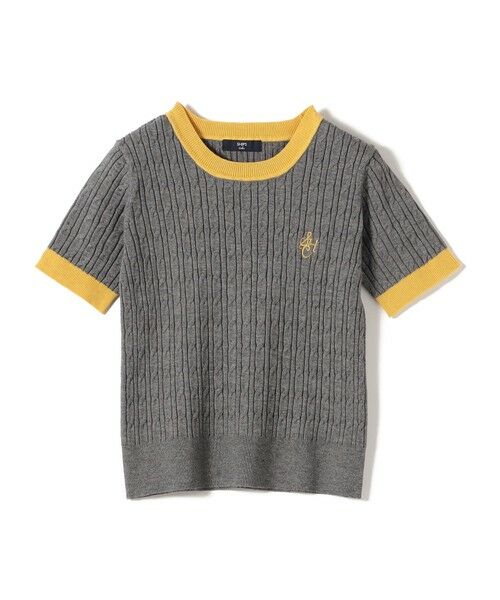 SHIPS / シップス ニット・セーター | 《予約》SHIPS Colors:〈手洗い可能〉ミニ ケーブル 配色 5分袖 ニット◆ | 詳細1