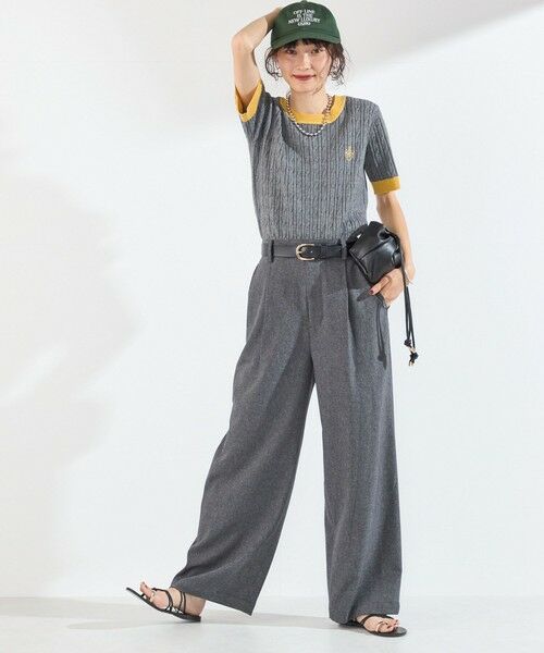 SHIPS / シップス ニット・セーター | 《予約》SHIPS Colors:〈手洗い可能〉ミニ ケーブル 配色 5分袖 ニット◆ | 詳細8