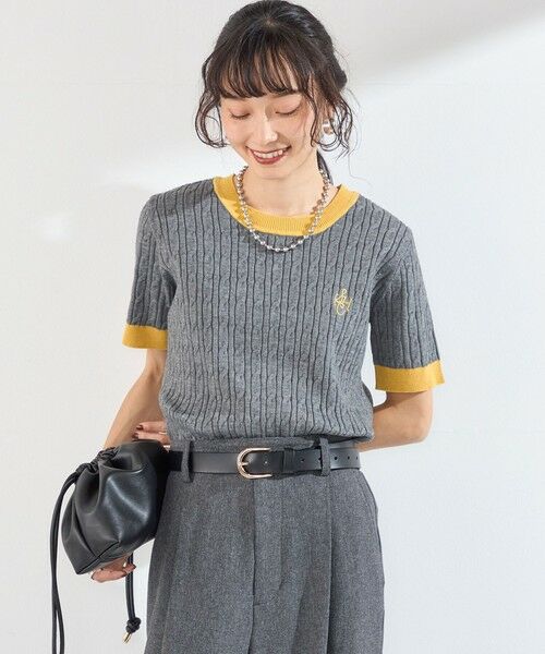 SHIPS / シップス ニット・セーター | 《予約》SHIPS Colors:〈手洗い可能〉ミニ ケーブル 配色 5分袖 ニット◆ | 詳細10