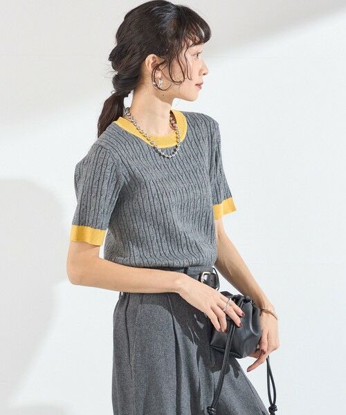 SHIPS / シップス ニット・セーター | 《予約》SHIPS Colors:〈手洗い可能〉ミニ ケーブル 配色 5分袖 ニット◆ | 詳細13