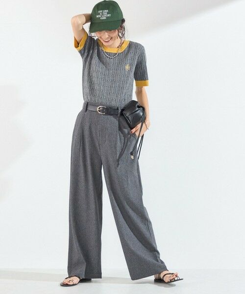 SHIPS / シップス ニット・セーター | 《予約》SHIPS Colors:〈手洗い可能〉ミニ ケーブル 配色 5分袖 ニット◆ | 詳細19