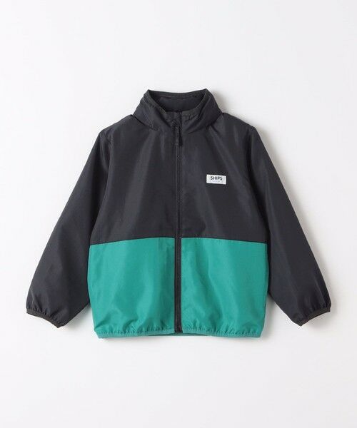 SHIPS / シップス ブルゾン | 《予約》SHIPS Colors:80〜130cm /〈洗濯機可能〉バイカラー ジップ フード ブルゾン◆（ブラック）