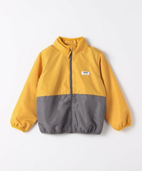 SHIPS / シップス ブルゾン | 《予約》SHIPS Colors:80〜130cm /〈洗濯機可能〉バイカラー ジップ フード ブルゾン◆（イエロー）