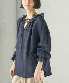 SHIPS / シップス シャツ・ブラウス | 《予約》〈手洗い可能〉ボイル ストライプ ラッフル カラー ブラウス