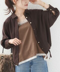 SHIPS / シップス シャツ・ブラウス | 《予約》【WEB限定】〈手洗い可能〉ツイル デニムライク 裾 ドロスト ドルマン シャツ