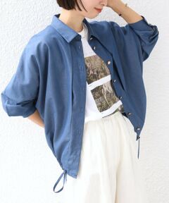 SHIPS / シップス シャツ・ブラウス | 《予約》【WEB限定】〈手洗い可能〉ツイル デニムライク 裾 ドロスト ドルマン シャツ