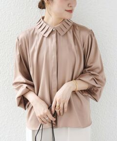 SHIPS / シップス シャツ・ブラウス | 《予約》【WEB限定】〈手洗い可能〉襟 タック サテン ロング スリーブ ブラウス