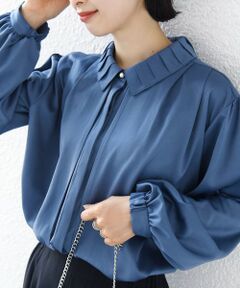 SHIPS / シップス シャツ・ブラウス | 《予約》【WEB限定】〈手洗い可能〉襟 タック サテン ロング スリーブ ブラウス