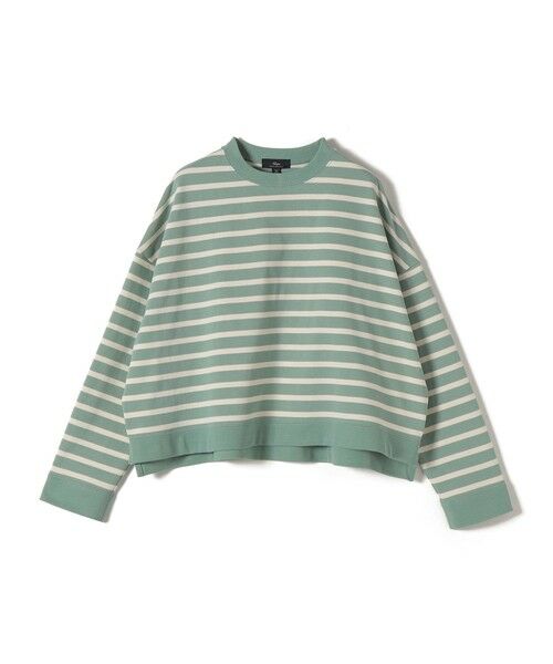 SHIPS / シップス カットソー（半袖以外） | 〈手洗い可能〉コットン ボーダー クルーネック プルオーバー（33・62）（ライトグリーン）