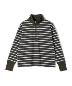 SHIPS / シップス カットソー（半袖以外） | SHIPS Primary Navy Label: マルチボーダー ジップアップ プルオーバー