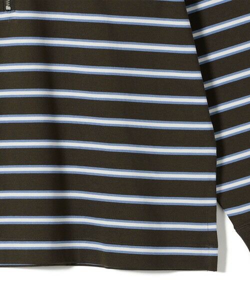 SHIPS / シップス カットソー（半袖以外） | SHIPS Primary Navy Label: マルチボーダー ジップアップ プルオーバー | 詳細4
