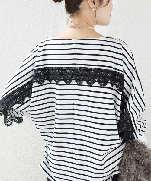 SHIPS / シップス カットソー（半袖以外） | 《予約》【WEB限定】〈手洗い可能〉バック レース 袖 ロング リブ ドルマン プルオーバー | 詳細7