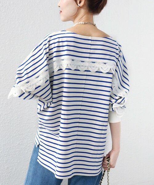 SHIPS / シップス カットソー（半袖以外） | 《予約》【WEB限定】〈手洗い可能〉バック レース 袖 ロング リブ ドルマン プルオーバー | 詳細16