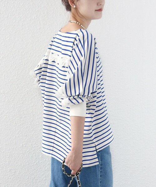 SHIPS / シップス カットソー（半袖以外） | 《予約》【WEB限定】〈手洗い可能〉バック レース 袖 ロング リブ ドルマン プルオーバー | 詳細17
