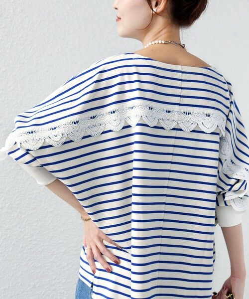 SHIPS / シップス カットソー（半袖以外） | 《予約》【WEB限定】〈手洗い可能〉バック レース 袖 ロング リブ ドルマン プルオーバー | 詳細18