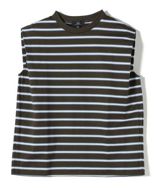 SHIPS / シップス カットソー（半袖以外） | SHIPS Primary Navy Label: マルチボーダー フレンチ スリーブ プルオーバー（カーキ）