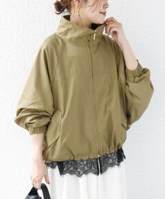 SHIPS / シップス ブルゾン | 《予約》【WEB限定】〈手洗い可能〉レース ヘム スタンド ネック ギャザー ブルゾン