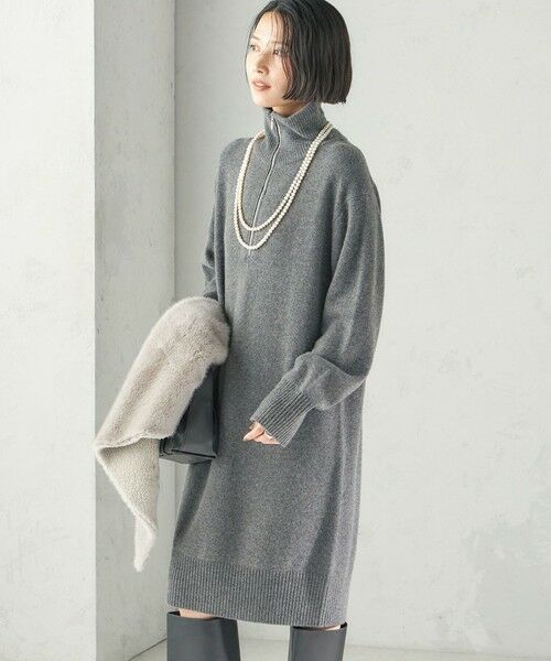 SHIPS / シップス ミニ丈・ひざ丈ワンピース | 《予約》〈手洗い可能〉ウール カシミヤ ハーフジップ ワンピース | 詳細6
