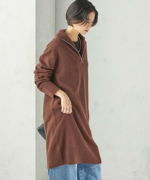 SHIPS / シップス ミニ丈・ひざ丈ワンピース | 《予約》〈手洗い可能〉ウール カシミヤ ハーフジップ ワンピース | 詳細25