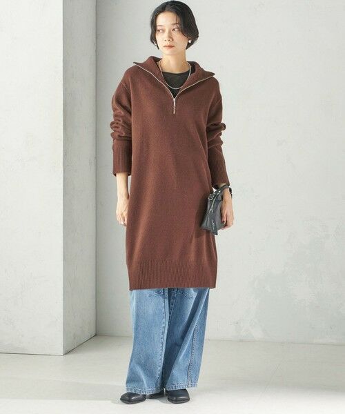 SHIPS / シップス ミニ丈・ひざ丈ワンピース | 《予約》〈手洗い可能〉ウール カシミヤ ハーフジップ ワンピース | 詳細17