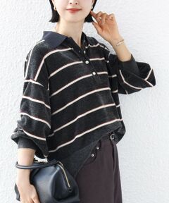 SHIPS / シップス ニット・セーター | 《予約》【WEB限定】〈手洗い可能〉モール パイル 配色 / ボーダー ポロ ニット