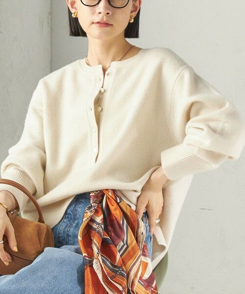 SHIPS / シップス ニット・セーター | 《予約》〈手洗い可能〉ウール カシミヤ 2WAY ヘンリーネック プルオーバー(オフホワイト)