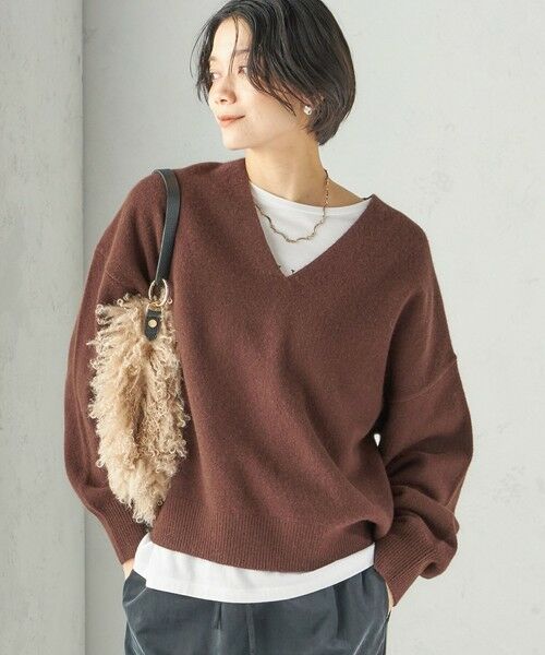 SHIPS / シップス ニット・セーター | 《予約》〈手洗い可能〉ウール カシミヤ V ネック プルオーバー（ブラウン）