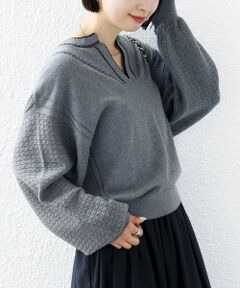 SHIPS / シップス ニット・セーター | 《予約》【WEB限定】〈手洗い可能〉配色 ステッチ アイレット スキッパー ニット