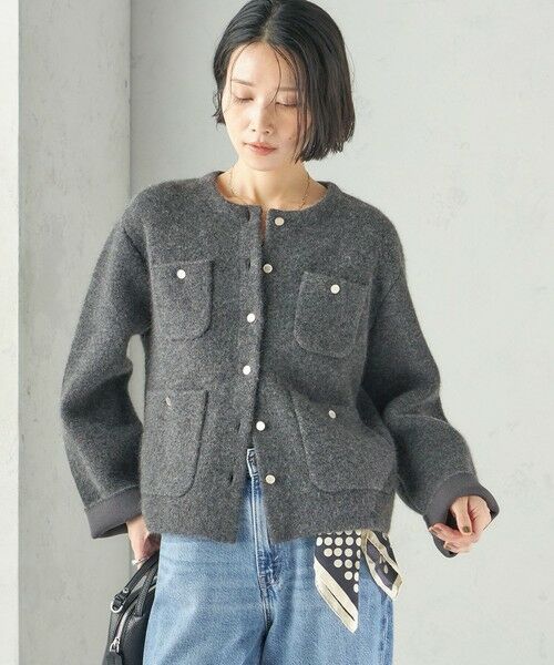 SHIPS / シップス カーディガン・ボレロ | 《予約》〈手洗い可能〉ノーカラー ヘアリー ニット ジャケット | 詳細16