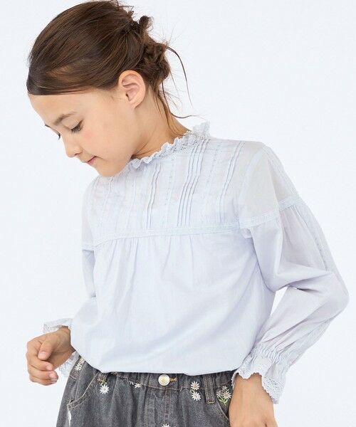 SHIPS / シップス シャツ・ブラウス | SHIPS KIDS:100〜130cm / ピンタック レース ブラウス(サックスブルー)