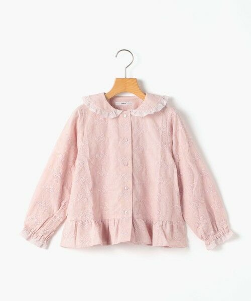 SHIPS / シップス シャツ・ブラウス | SHIPS KIDS:80〜90cm / エンブロイダリー ペプラム ブラウス 長袖（ピンク系）