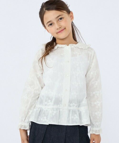 SHIPS / シップス シャツ・ブラウス | SHIPS KIDS:100〜130cm / エンブロイダリー ペプラム ブラウス 長袖(ナチュラル)