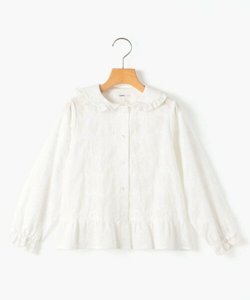 SHIPS / シップス シャツ・ブラウス | SHIPS KIDS:140〜150cm / エンブロイダリー ペプラム ブラウス 長袖（ナチュラル）