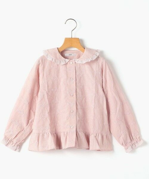 SHIPS / シップス シャツ・ブラウス | SHIPS KIDS:140〜150cm / エンブロイダリー ペプラム ブラウス 長袖（ピンク系）