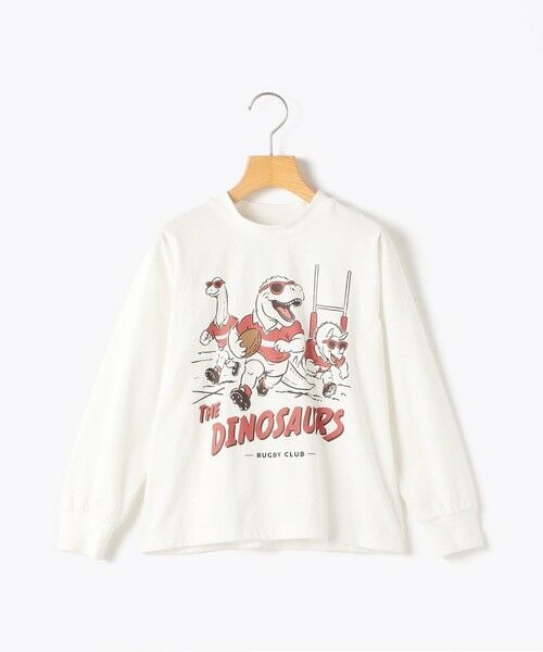SHIPS / シップス Tシャツ | 【SHIPS KIDS別注】ARCH＆LINE:80〜90cm / ダイナソー  ロングスリーブ Tシャツ（ホワイト）