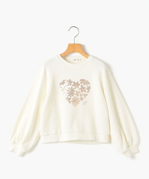 SHIPS / シップス スウェット | SHIPS KIDS:140〜150cm /スパンコールフラワー ハート スウェット（オフホワイト）