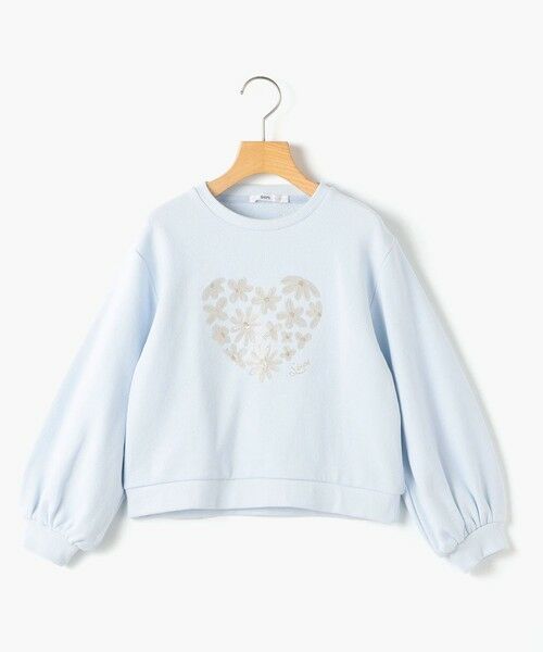 SHIPS / シップス スウェット | SHIPS KIDS:140〜150cm /スパンコールフラワー ハート スウェット（サックスブルー）