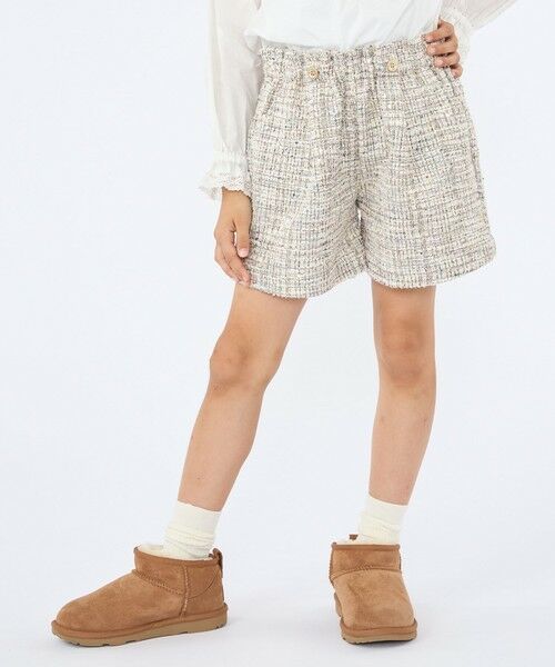 SHIPS / シップス ショート・ハーフ・半端丈パンツ | SHIPS KIDS:100〜130cm / 〈手洗い可能〉シャイニー ツイード ショートパンツ(ベージュ系)
