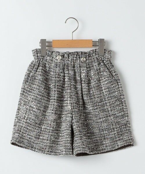 SHIPS / シップス ショート・ハーフ・半端丈パンツ | SHIPS KIDS:140〜150cm / 〈手洗い可能〉シャイニー ツイード ショートパンツ（ダークグレー）