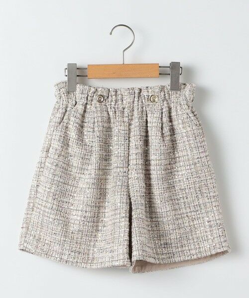 SHIPS / シップス ショート・ハーフ・半端丈パンツ | SHIPS KIDS:140〜150cm / 〈手洗い可能〉シャイニー ツイード ショートパンツ（ベージュ系）