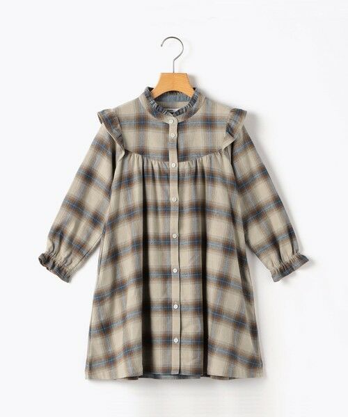 SHIPS / シップス ミニ丈・ひざ丈ワンピース | SHIPS KIDS:80〜90cm / ネル チェック  ワンピース（ベージュ系）